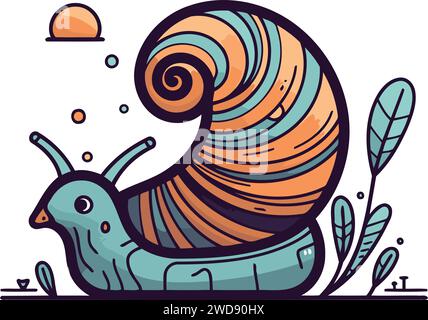 Escargot de dessin animé mignon. Illustration vectorielle dans un style linéaire plat. Illustration de Vecteur