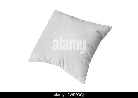 Coussin rectangulaire blanc décoratif pour dormir et se reposer isolé sur fond blanc. Coussin pour la décoration intérieure de la maison, maquette de taie d'oreiller, templat Banque D'Images