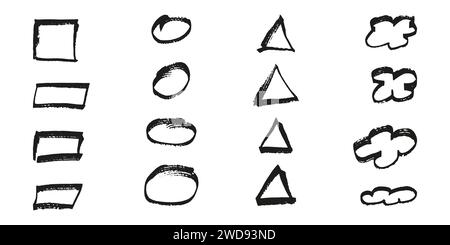 Formes et éléments pour les notes mettant en évidence le texte. Carrés cercles triangles et nuages. Illustration vectorielle... Illustration de Vecteur