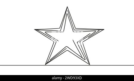 Vecteur de dessin continu de ligne d'icône d'étoile. Fond vectoriel d'icône étoile d'une ligne. Icône étoile. Contour continu d'une icône en forme d'étoile. Illustration de Vecteur