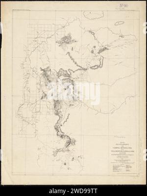 1876 carte d'une reconnaissance de Carroll Montana Ter. Il rejoint le parc national de Yellowstone et retourne par le capitaine William Ludlow, corps des ingénieurs, département du génie en chef du Dakota, en juillet, août et septembre 1875 Banque D'Images