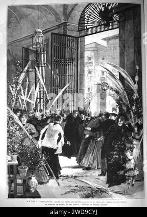 1886-04-22, la Ilustración Española y Americana, Madrid, Asesinato del Excmo. SR. obispo de Madrid-Alcalá, en el atrio del templo de San Isidro, el Domingo de Ramos, 18 del actual. Banque D'Images