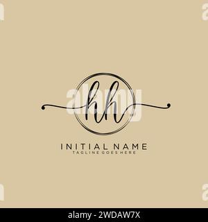 HH logo manuscrit initial avec cercle Illustration de Vecteur