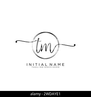 TM logo d'écriture manuscrite initial avec cercle Illustration de Vecteur