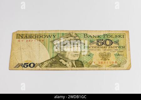 Billet de banque Old Poland de 50 Zloty à partir de 1988 ans Banque D'Images