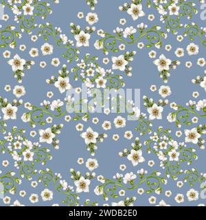 Beau motif sans couture aquarelle de fleurs blanches Forget-Me-Not pour Pâques, mariage, mère, Saint-Valentin, anniversaire, printemps et été fabri Banque D'Images