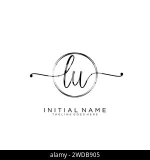 Lu logo d'écriture manuscrite initial avec cercle Illustration de Vecteur