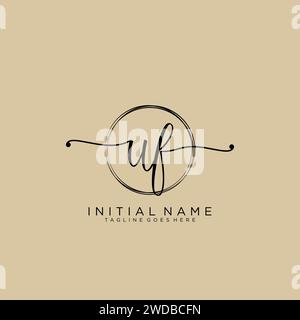 UF logo d'écriture manuscrite initial avec cercle Illustration de Vecteur