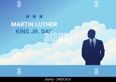 Martin Luther King Jr Jour noir homme silhouette MLK bannière horizontale Illustration de Vecteur