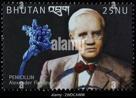 Découvreur de la pénicilline Alexander Fleming sur timbre Banque D'Images