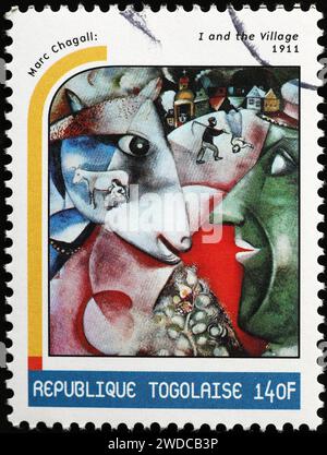 'Moi et le village' par Marc Chagall sur timbre-poste Banque D'Images