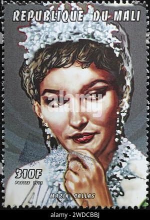 Chanteuse d'opéra Maria Callas sur timbre du Mali Banque D'Images