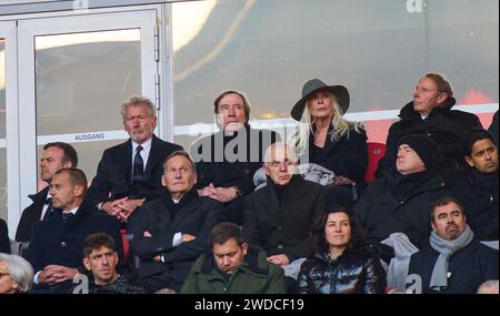 Paul Breitner, Guenter NETZER mit Ehefrau Elvira Berti Vogts, Aleksander CEFERIN, UEFA Präsident, Hans-Joachim Watzke, Directeur général de la BVB , membre DFB-Präsidium, Vice-président de la DFB, Bernd Neuendorf, Président de la DFB Association allemande de football, Gianni Infantino (SUI) Président de la FIFA, visitez le service commémoratif Franz Beckener Jan Beckener (mort légende 7 2024) le 19 janvier 2024 à Munich, Allemagne. Saison 2023/2024, 1.Bundesliga, FCB, Munich, FC Bayern München, journée x, x.Spieltag © Peter Schatz / Alamy Live News Banque D'Images