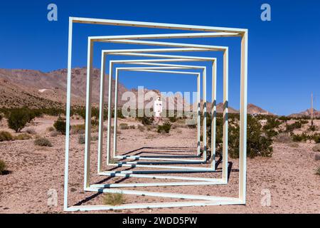 Lady Vénus, Desert of Nevada public Art Sculpture, célèbre musée en plein air Goldwell à Rhyolite Nevada Ghost Town, sud-ouest des États-Unis Banque D'Images