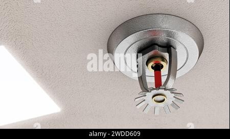 Gicleur d'incendie au plafond. Illustration 3D. Banque D'Images