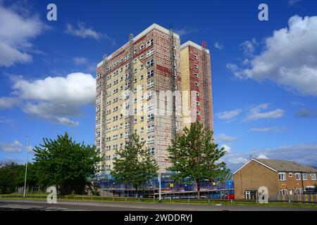 remplacement du revêtement sur le bloc de tour résidentiel leeds yorkshire royaume-uni Banque D'Images