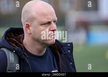 Edimbourg, Royaume-Uni. 20 janvier 2024. Ainslie Park. Edimbourg. Spartans v Hearts. 20 janvier 2024 pendant le match de la Scottish Gas Scottish Cup entre Spartans et Hearts, Steven Naismith arrive au sol (crédit photo : Alamy Live News/David Mollison) crédit : David Mollison/Alamy Live News Banque D'Images