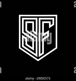 Logo SF lettre monogramme bouclier ligne géométrique à l'intérieur du bouclier modèle de conception de style isolé Banque D'Images
