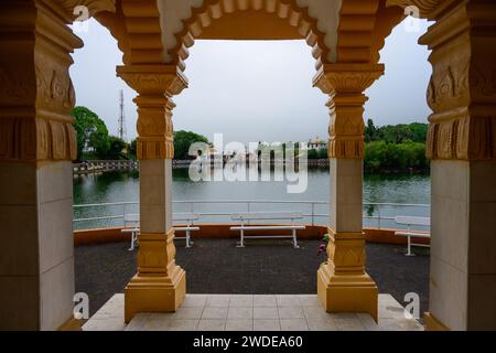 Temple hindou Ganga Talao et Lac Sacré à Grand bassin, Maurice Banque D'Images