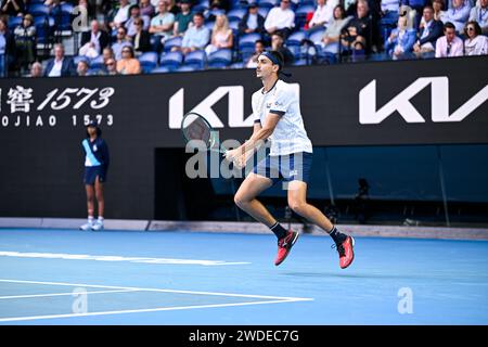 Paris, France. 18 janvier 2024. Lorenzo Sonego lors du tournoi de tennis Australian Open AO 2024 Grand Chelem le 18 janvier 2024 à Melbourne Park en Australie. Crédit : Victor Joly/Alamy Live News Banque D'Images