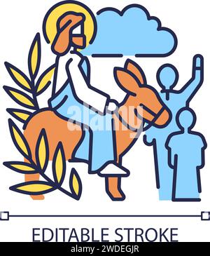 Entrée triomphale dans l'icône de couleur RVB Jérusalem Illustration de Vecteur