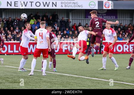 Edimbourg, Royaume-Uni. 20 janvier 2024. Ainslie Park. Edimbourg. Spartans v Hearts. 20 janvier 2024 pendant le match de Scottish Gas Scottish Cup entre Spartans et Frankie Kent de Hearts marque avec une tête en plus de temps pour gagner l'égalité 2-1 (crédit photo : Alamy Live News/David Mollison) crédit : David Mollison/Alamy Live News Banque D'Images