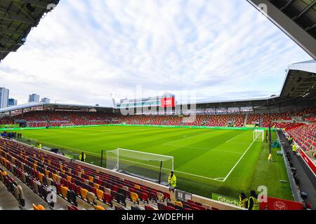 Brentford le samedi 20 janvier 2024. Vue générale à l'intérieur du Gtech Community Stadium, domicile de Brentford avant le match de Premier League entre Brentford et Nottingham Forest au Gtech Community Stadium, Brentford le samedi 20 janvier 2024. (Photo : Jon Hobley | MI News) crédit : MI News & Sport / Alamy Live News Banque D'Images