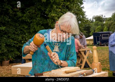 Royaume-Uni, Angleterre, Warwickshire, Compton Verney, participant principal à l'atelier Woodcarving Banque D'Images