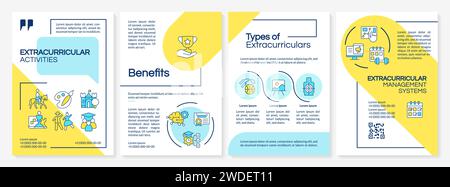 Brochure 2D avec activités parascolaires icônes multicolores Illustration de Vecteur