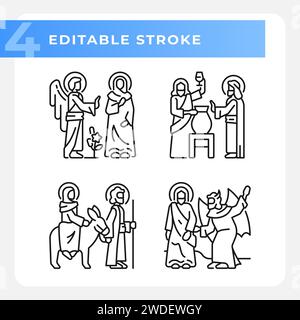 Ensemble d'icônes linéaires de figures sacrées Illustration de Vecteur