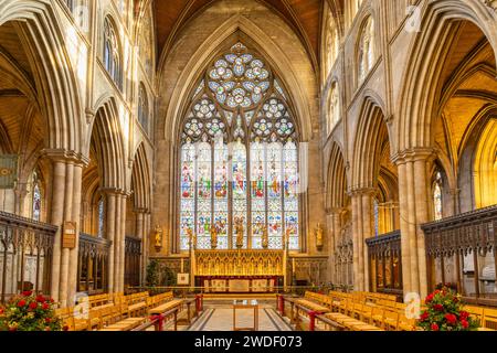 Intérieur de la cathédrale de Ripon le chœur de la cathédrale de Ripon Ripon North Yorkshire Angleterre UK GB Europe Banque D'Images