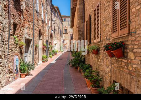 Le village pittoresque de Casole d'Elsa par un matin ensoleillé d'été. Province of Siena, Toscane, Italie Banque D'Images