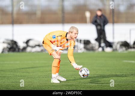 Varde, Danemark. 19 janvier 2024. Le gardien Nico Mantl de Viborg FF vu lors d'un test match entre Esbjerg FB et Viborg FF à Varde. (Crédit photo : Gonzales photo - Frederikke Jensen). Banque D'Images