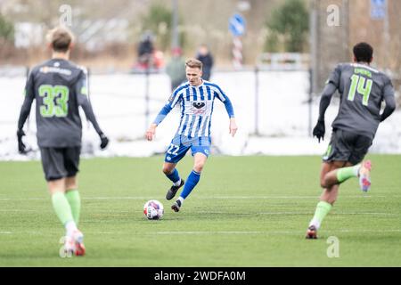 Varde, Danemark. 19 janvier 2024. Isak Olafsson (22) d'Esbjerg FB vu lors d'un test match entre Esbjerg FB et Viborg FF à Varde. (Crédit photo : Gonzales photo - Frederikke Jensen). Banque D'Images
