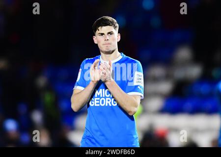 Peterborough le samedi 20 janvier 2024. Ronnie Edwards (4 Peterborough United) lors du match de Sky Bet League 1 entre Peterborough et Shrewsbury Town à London Road, Peterborough le samedi 20 janvier 2024. (Photo : Kevin Hodgson | MI News) crédit : MI News & Sport / Alamy Live News Banque D'Images