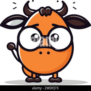 Mignon personnage de mascotte de vache de Cartoon avec lunettes Illustration vectorielle Illustration de Vecteur