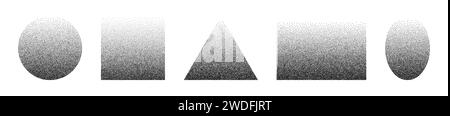 Formes géométriques bruyantes. Éléments granuleux à partir de points avec ombre. Ensemble vectoriel d'éléments isolés sur fond blanc. Illustration de Vecteur