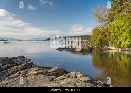 Vue sur le port d'Esquimalt depuis Royal View, Victoria, Île de Vancouver, Colombie-Britannique, Canada. Banque D'Images