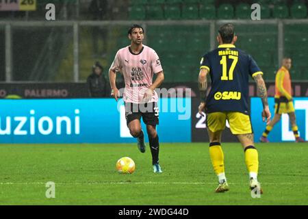 Palerme, Italie. 20 janvier 2024. Pietro Ceccaroni (Palermo F.C.) lors du match italien de Serie BKT entre Palermo F.C. et Modena F.C. 2018 le 20 janvier 2024 au stade Renzo Barbera à Palerme, Italie crédit : Agence photo indépendante/Alamy Live News Banque D'Images