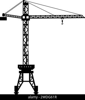 Silhouette de l'icône de grue à tour de construction dans le style plat. Illustration de Vecteur