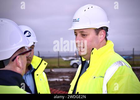 Ben Houchen, maire de Tees Valley (photo), alors que la construction du hangar 4 à l'aéroport international de Teesside commence. Crédit James Hind/Alamy. Banque D'Images