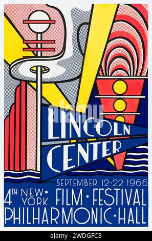 4th New York film Festival a eu lieu au Lincoln Hall septembre 12-22 1966 affiche conçue par Roy Lichenstein (1923-1997). Banque D'Images