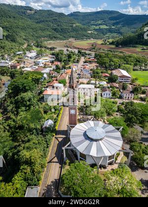 Vue aérienne du village de Santa Tereza, Rio Grande do Sul, Brésil Banque D'Images