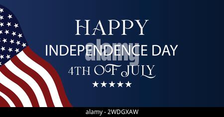 Joyeux jour de l'indépendance 4 juillet USA Text Design Illustration de Vecteur