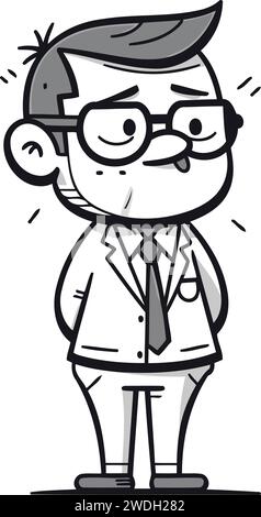 Doctor Cartoon personnage Illustration vectorielle en noir et blanc Illustration de Vecteur