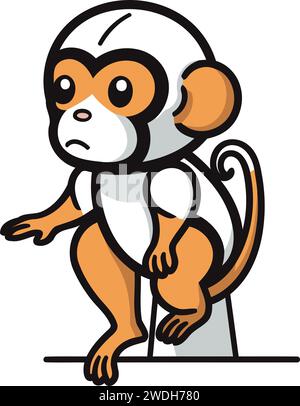 Vecteur d'icône de dessin animé de singe isolé sur fond blanc pour votre conception d'application Web et mobile. Concept de logo singe Illustration de Vecteur