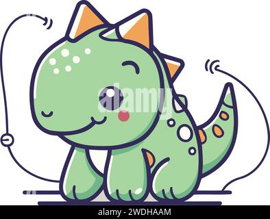 Mignon dinosaure de dessin animé. Illustration vectorielle. Mignon stegosaurus. Illustration de Vecteur