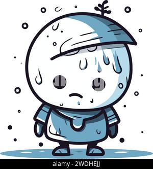 Illustration de dessin animé de Cute Little Boy pleurer et pleurer Illustration de Vecteur