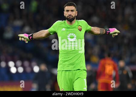 Rome, Latium. 20 janvier 2024. Rui Patricio d'AS Roma lors du match de Serie A entre Roma et Hellas Verona au Stade Olympique, Italie, le 20 janvier 2024. Crédit : massimo insabato/Alamy Live News Banque D'Images