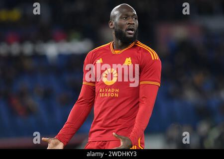 Rome, Latium. 20 janvier 2024. Romelu Lukaku de Roma lors du match de Serie A entre Roma et Hellas Vérone au Stade Olympique, Italie, le 20 janvier 2024. Crédit : massimo insabato/Alamy Live News Banque D'Images